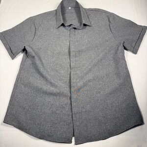 Unbranded Button Up Shirt XL Grey Short Sleeve Heathered Hidden Placket Mens